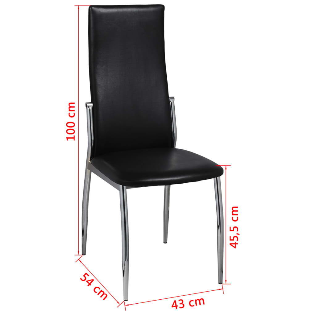 vidaXL Ruokapöydän tuolit 6 kpl musta keinonahka