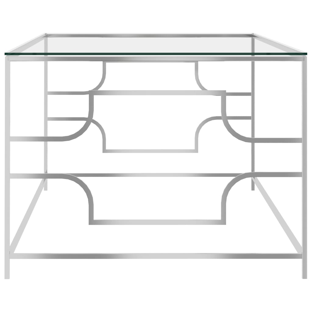 vidaXL Sohvapöytä hopea 120x60x45 cm ruostumaton teräs ja lasi