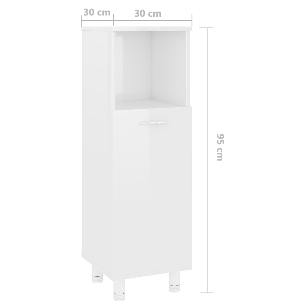 vidaXL Kylpyhuonekaappi korkeak. valkoinen 30x30x95 cm tekninen puu