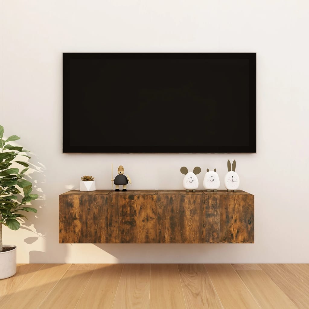 vidaXL Seinäkiinnitettävä TV-kaapit 4 kpl savutammi 30,5x30x30 cm