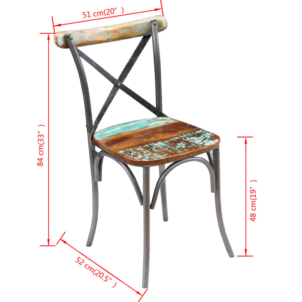 vidaXL Ruokapöydän tuolit 6 kpl täysi uusiokäytetty puu