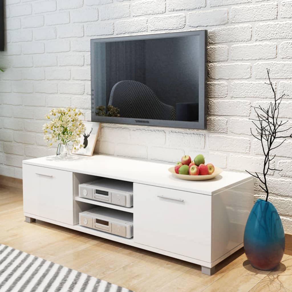 vidaXL TV-taso korkeakiilto valkoinen 120x40,5x35 cm