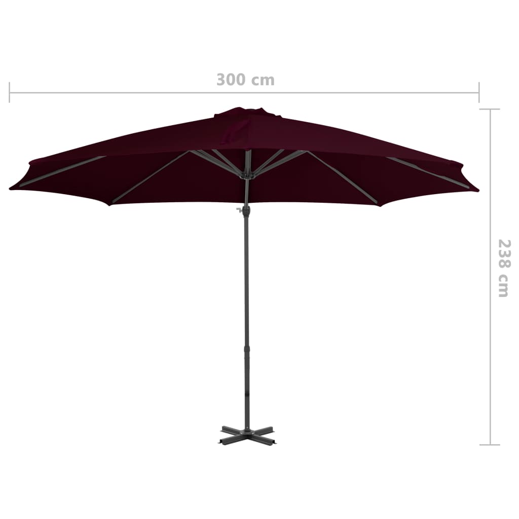 vidaXL Riippuva aurinkovarjo alumiinipylväällä punainen 300 cm