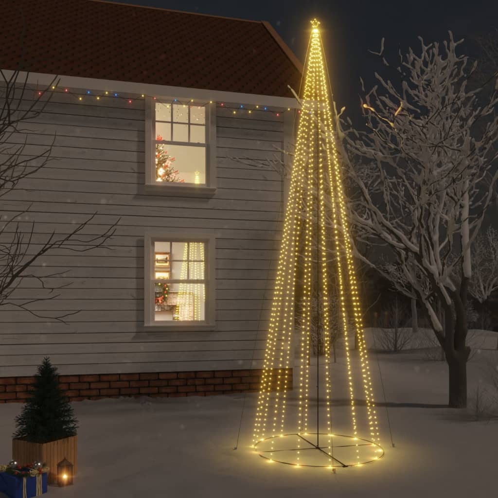 vidaXL Kartio joulukuusi 1134 lämpimän valkoista LED-valoa 230x800 cm