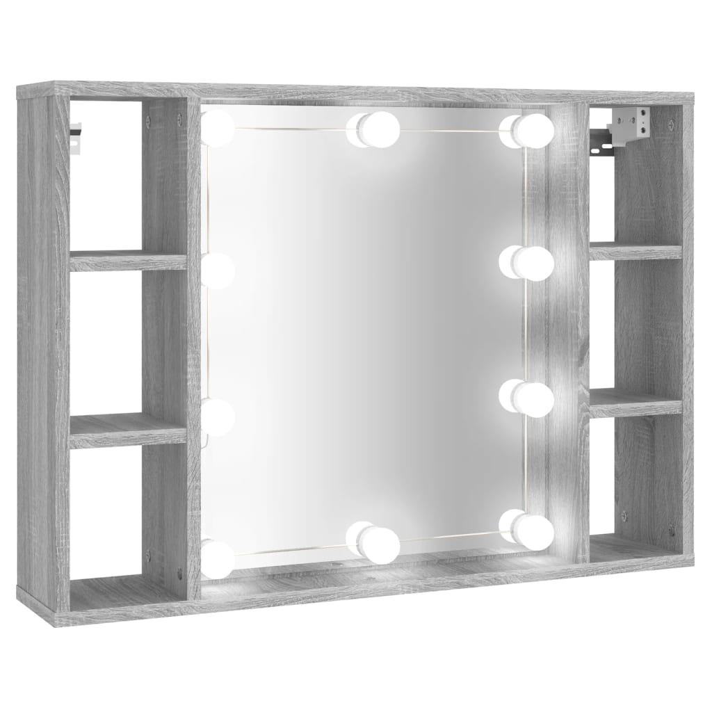 vidaXL Peilikaappi LED-valoilla harmaa Sonoma 76x15x55 cm