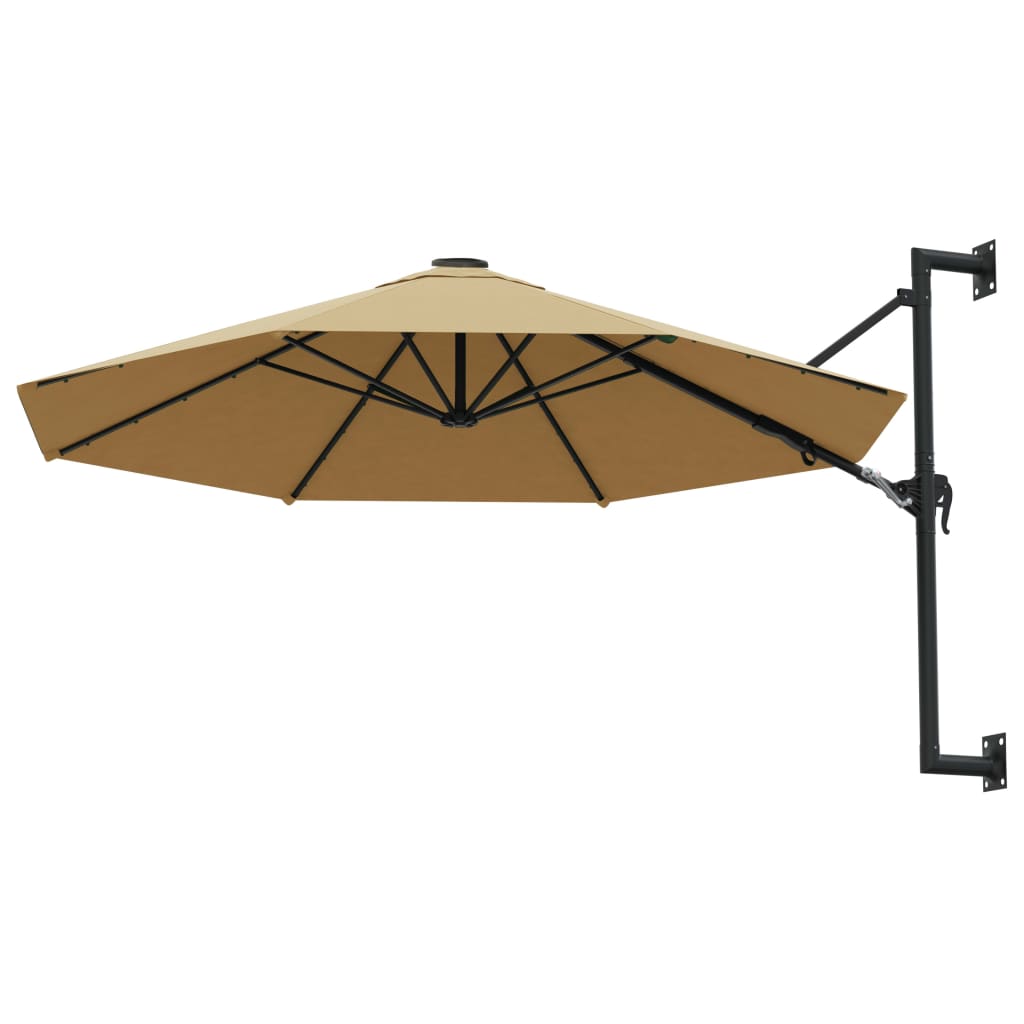 vidaXL Seinäkiinnitteinen aurinkovarjo 300 cm ruskeanharmaa