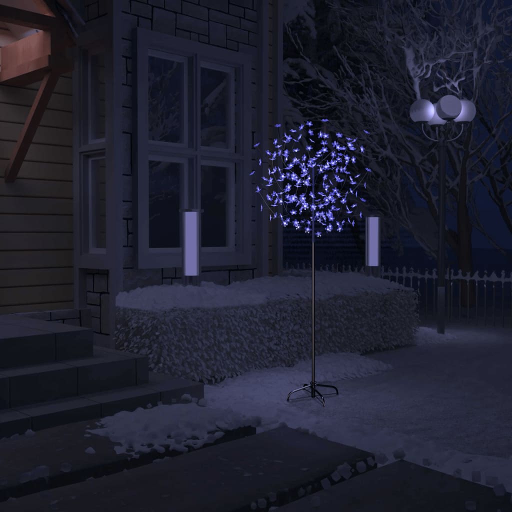 vidaXL Joulukuusi 200 sinivalkoista LED-valoa kirsikankukka 180 cm