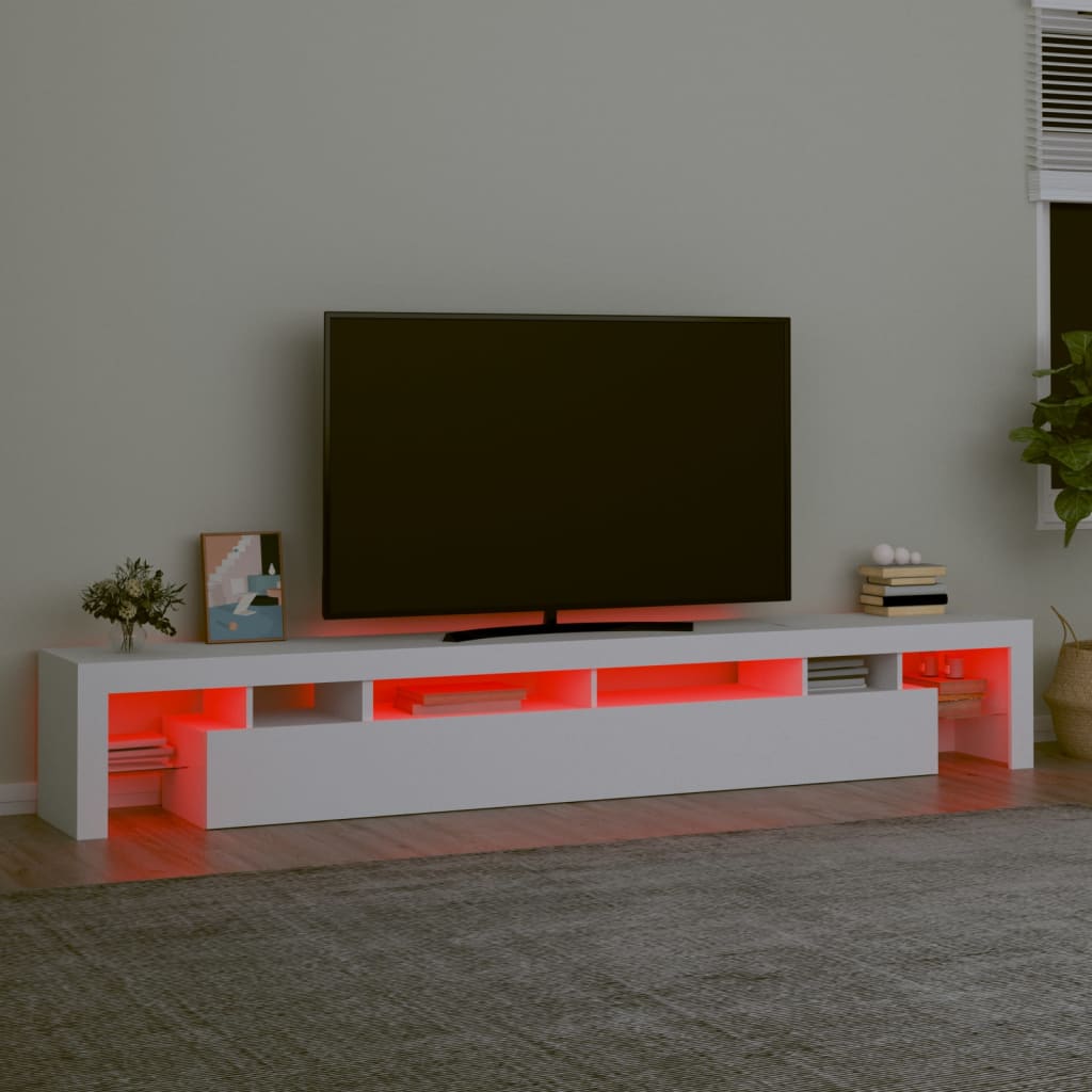 vidaXL TV-taso LED-valoilla valkoinen 260x36,5x40 cm