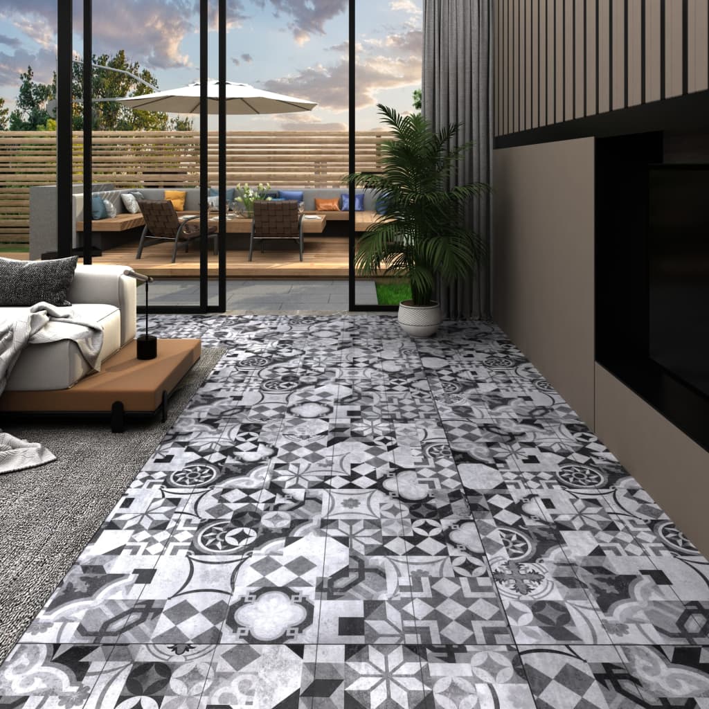 vidaXL Itsekiinnittyvä PVC lattialankku 5,21 m² 2 mm harmaa kuvio