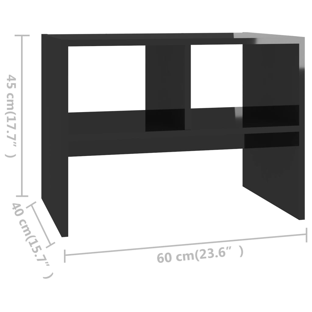 vidaXL Sivupöytä korkeakiilto musta 60x40x45 cm lastulevy
