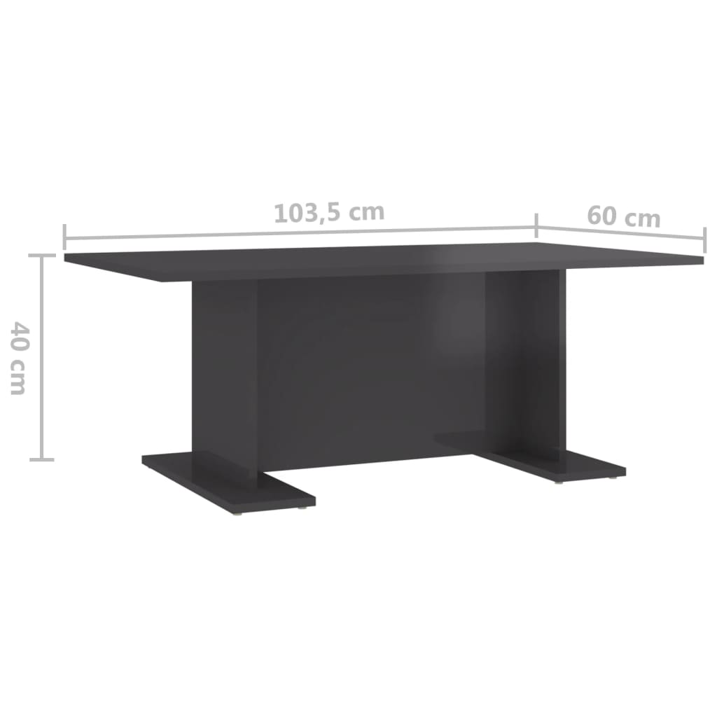 vidaXL Sohvapöytä korkeakiilto harmaa 103,5x60x40 cm lastulevy