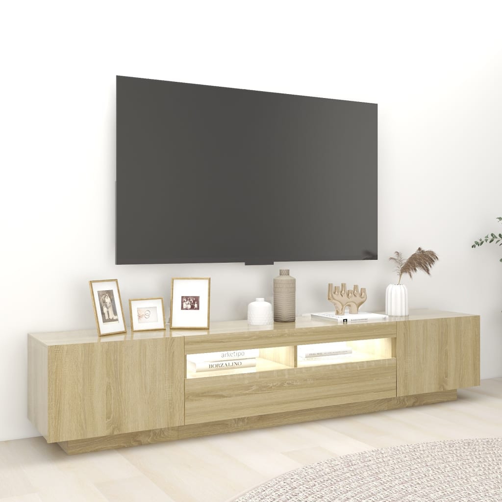 vidaXL TV-taso LED-valoilla Sonoma-tammi 200x35x40 cm