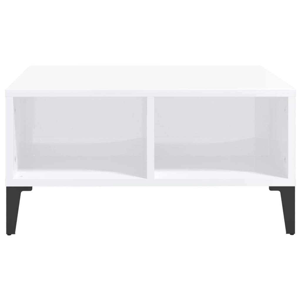 vidaXL Sohvapöytä korkeakiilto valkoinen 60x60x30 cm lastulevy