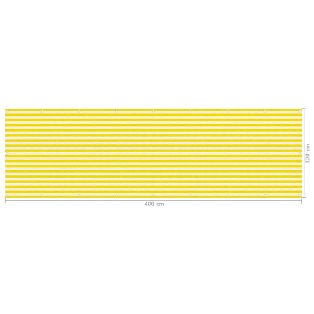 vidaXL Parvekkeen suoja keltainen ja valkoinen 120x400 cm HDPE