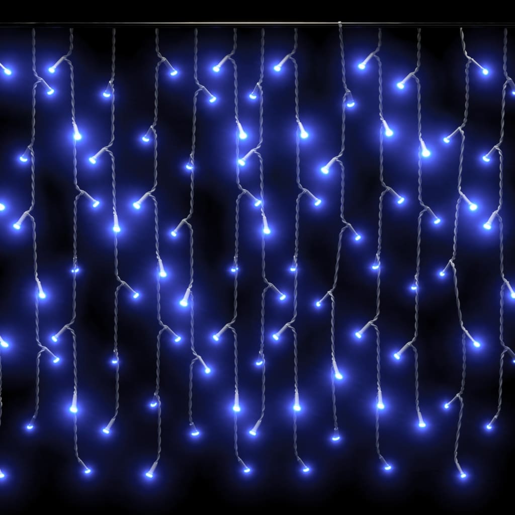 vidaXL LED-valonauhaverho jääpuikot 10 m 400 LEDiä sininen 8 toimintoa