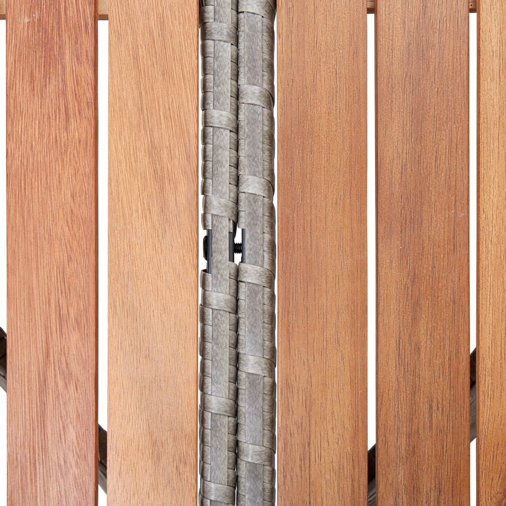 vidaXL Puutarhapöytä harmaa 115x74 cm polyrottinki ja akaasiapuu
