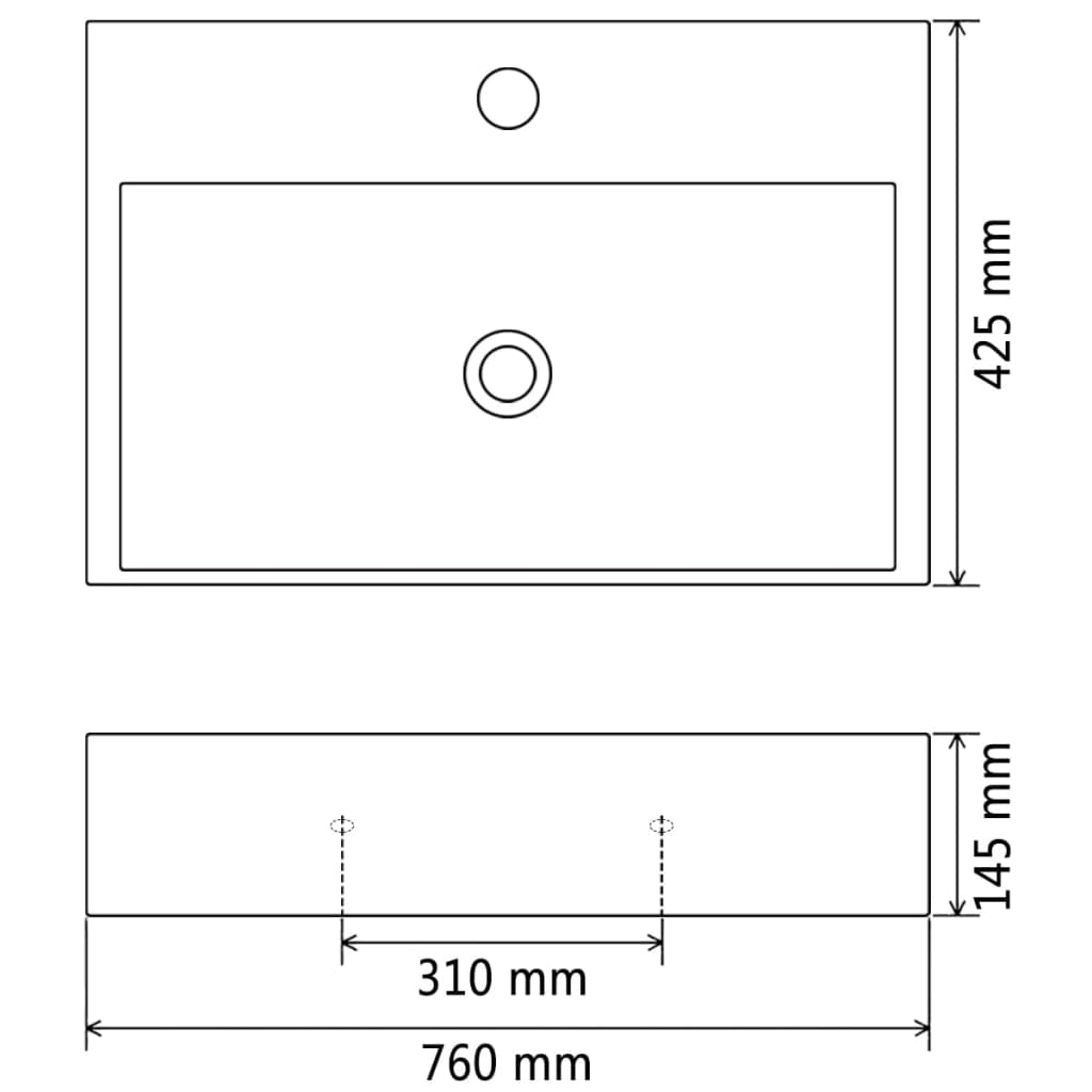 vidaXL Keraaminen pesuallas hanareiällä 76x42,5x14,5 cm musta