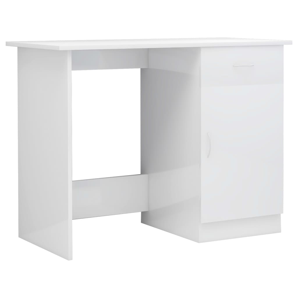 vidaXL Työpöytä korkeakiilto valkoinen 100x50x76 cm lastulevy