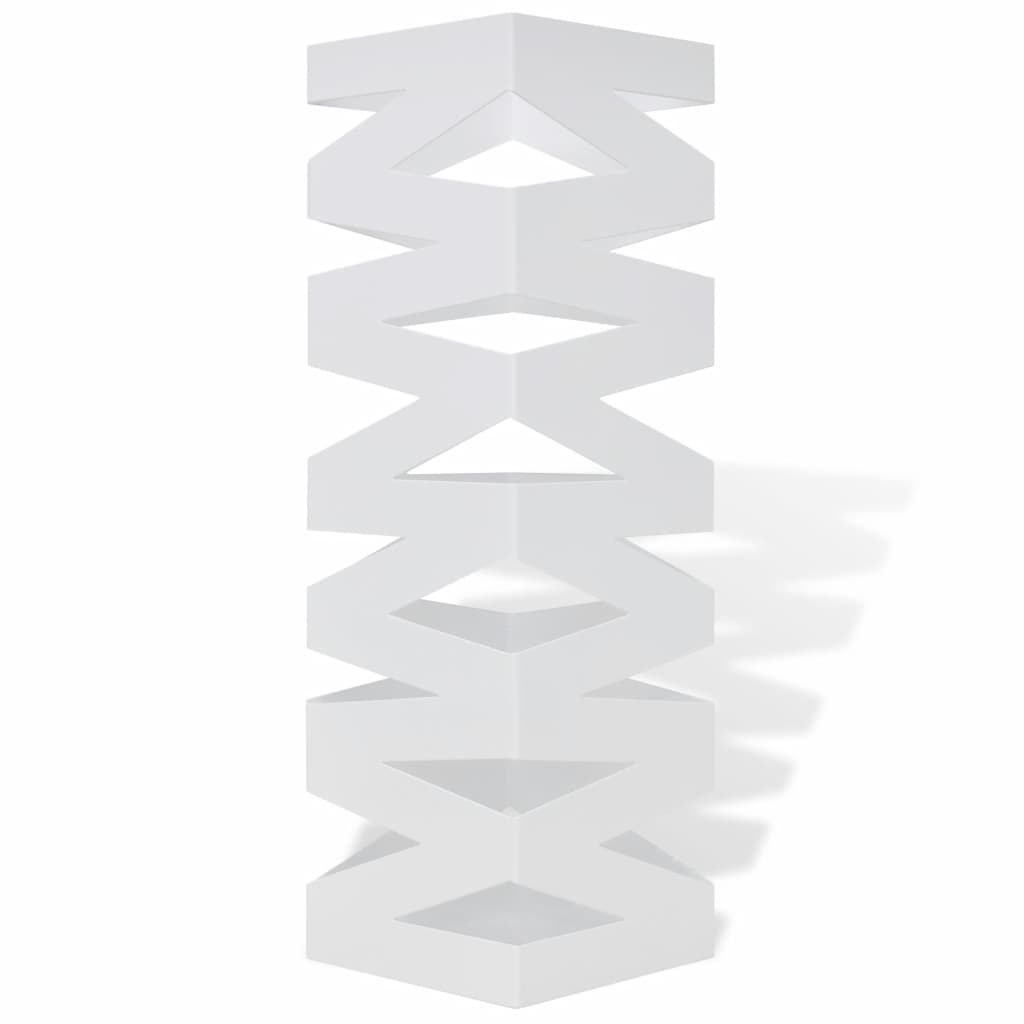 Valkoinen Neliö Sateenvarjoteline Teräs 48,5 cm