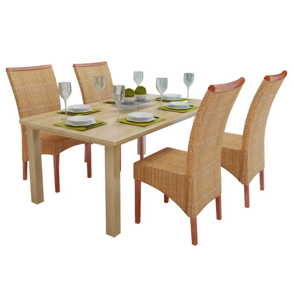 vidaXL Ruokapöydän tuolit 4 kpl ruskea luonnollinen rottinki