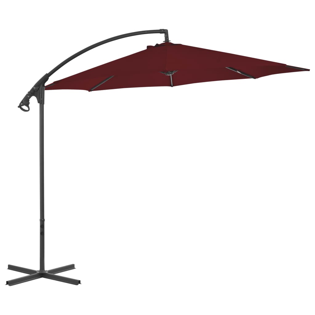 vidaXL Riippuva aurinkovarjo teräspylväällä 300 cm viininpunainen