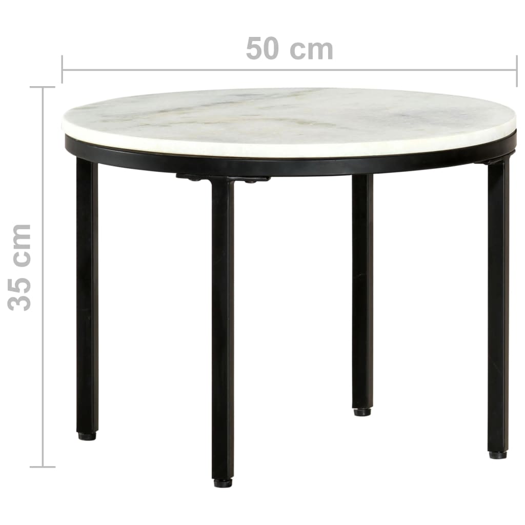 vidaXL Sohvapöytä valkoinen ja musta Ø50 cm aito marmori
