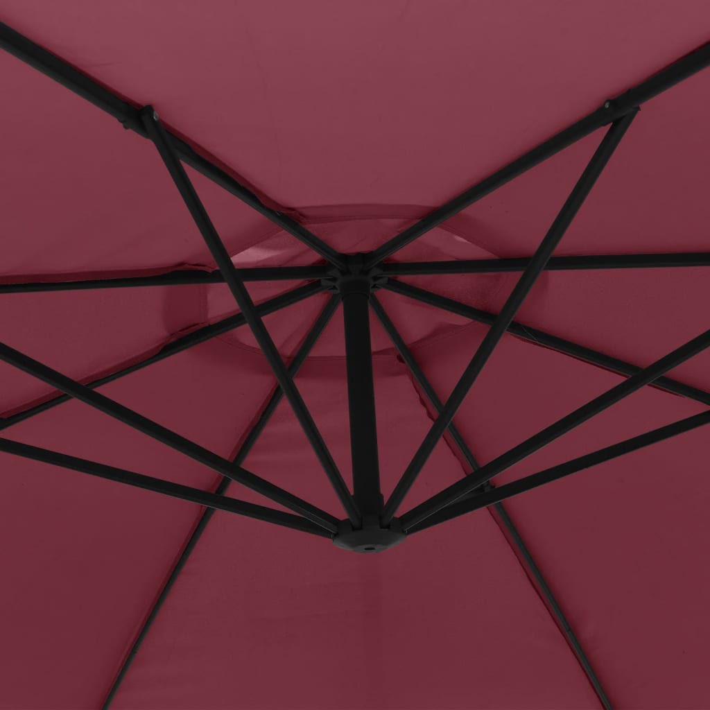 vidaXL Riippuva aurinkovarjo alumiinipylväällä 350 cm viininpunainen