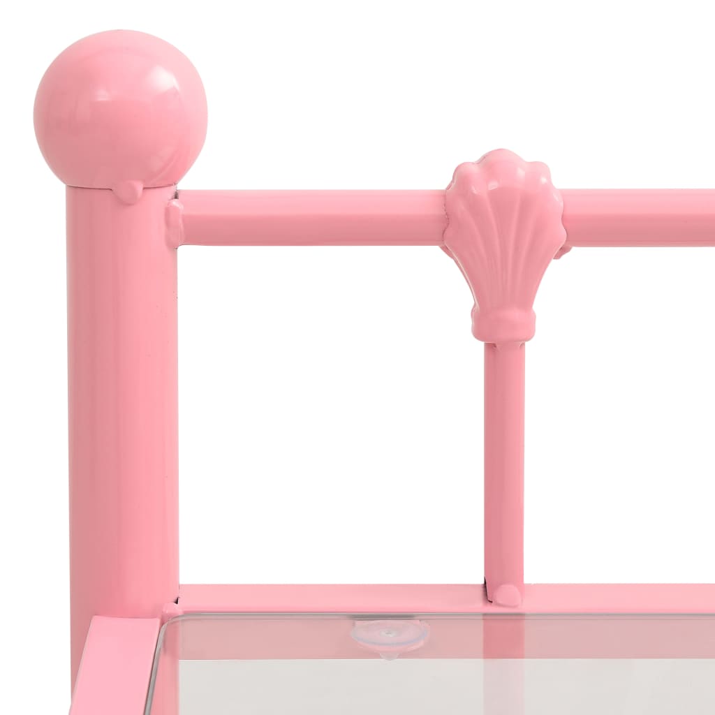 vidaXL Yöpöydät 2 kpl pinkki ja läpinäkyvä metalli ja lasi