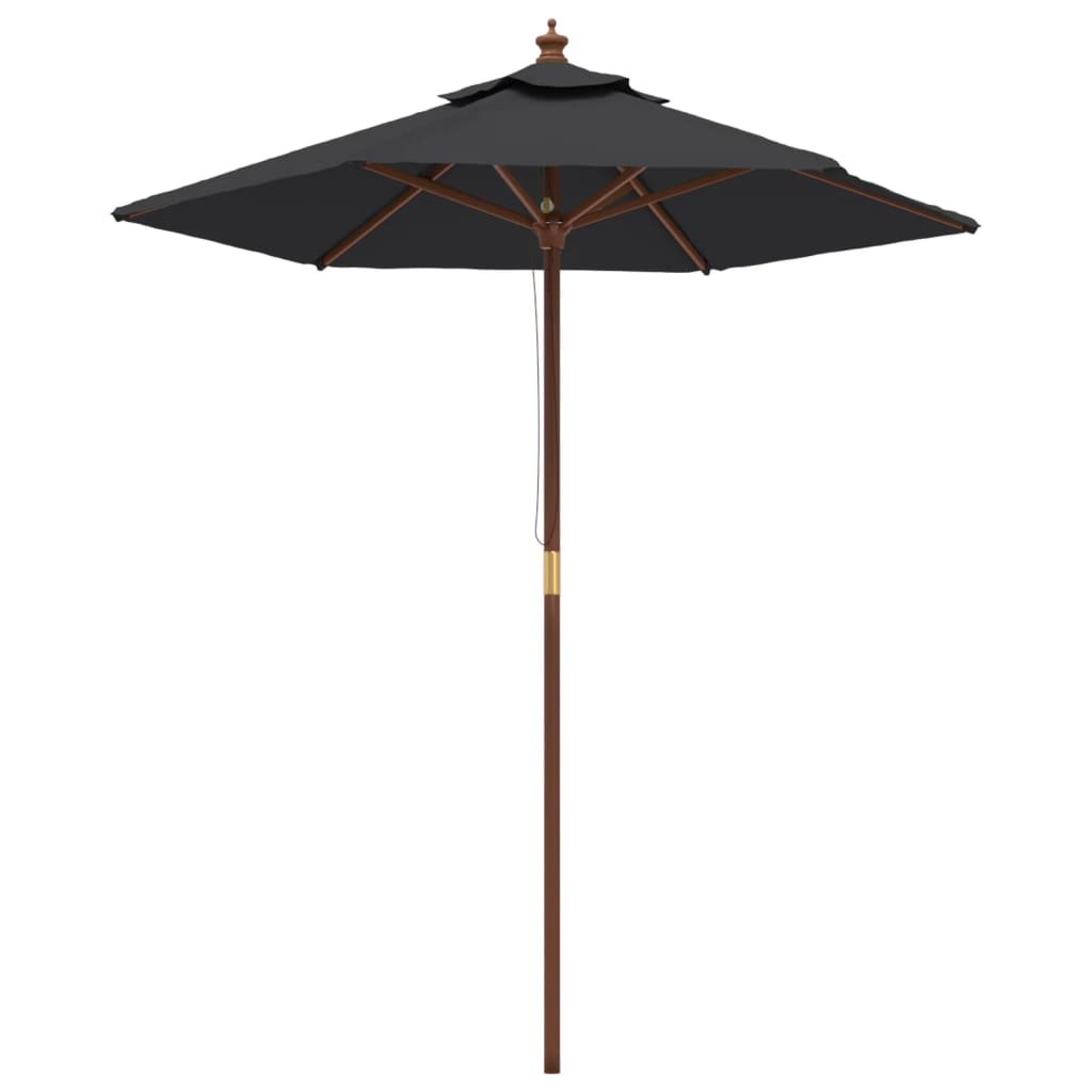 vidaXL Puutarhan aurinkovarjo puutolppa musta 196x231 cm