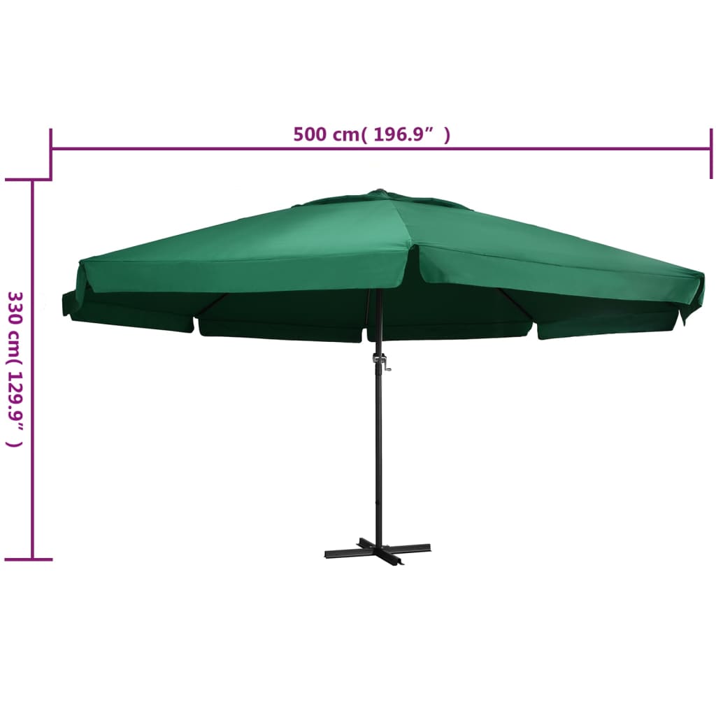 vidaXL Aurinkovarjo alumiinitanko 600 cm vihreä
