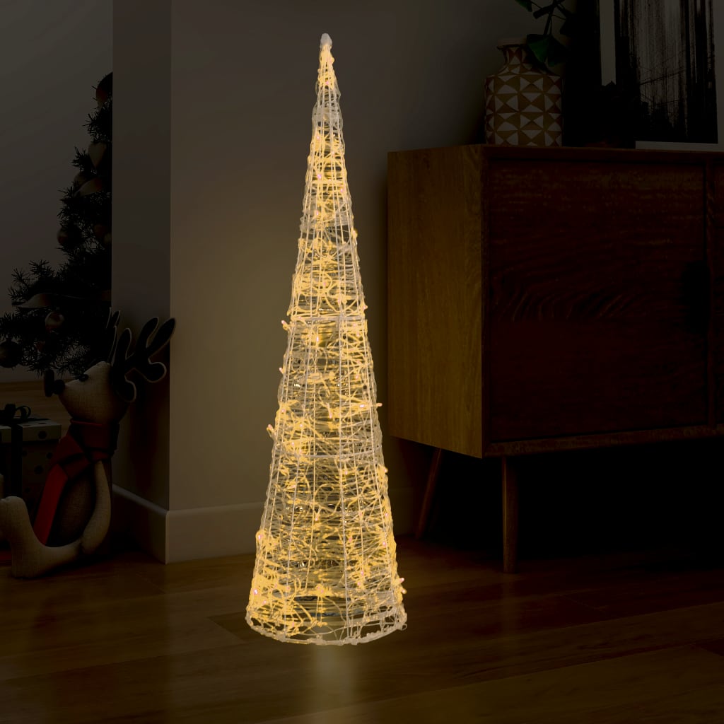 vidaXL LED-koristevalopyramidi lämmin valkoinen akryyli 120 cm