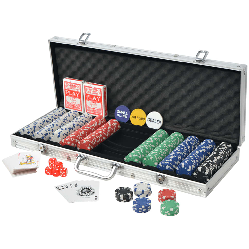 vidaXL Pokerisarja, jossa 500 Pelimerkkiä Alumiini