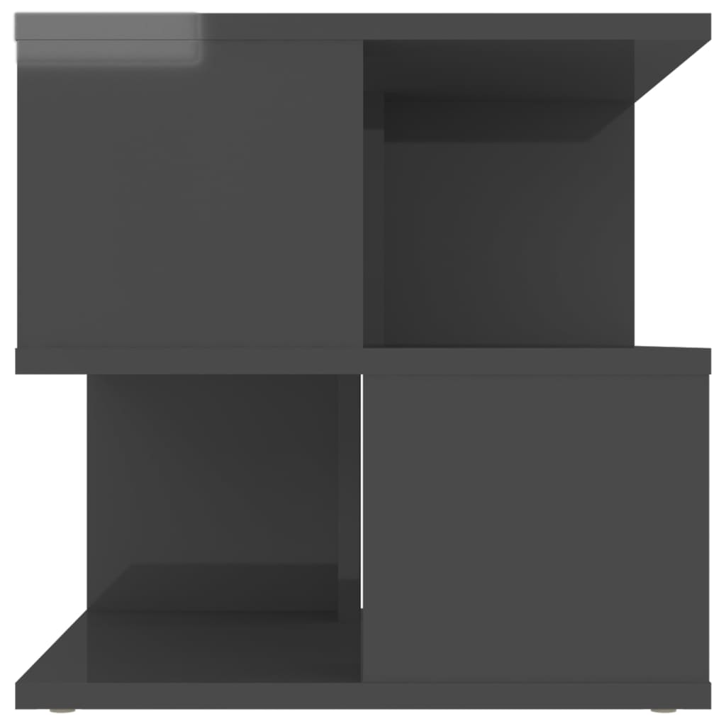 vidaXL Sivupöytä korkeakiilto harmaa 40x40x40 cm lastulevy