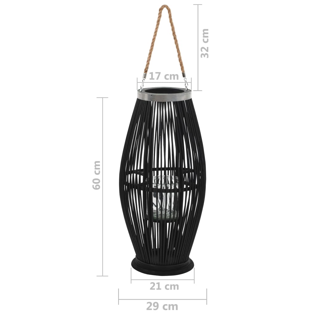 vidaXL Riippuva kynttilänpidike bambu musta 60 cm