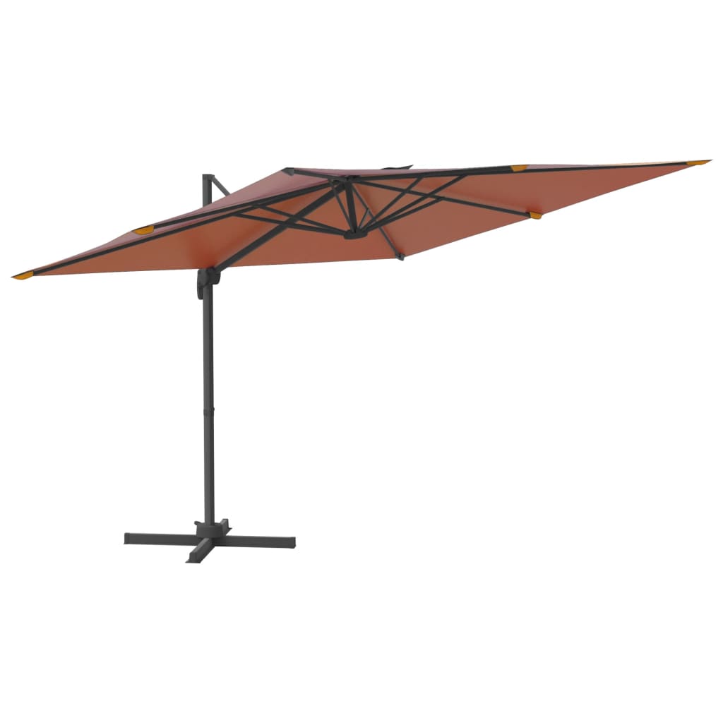 vidaXL Riippuva aurinkovarjo alumiinipylväällä terrakotta 300x300 cm