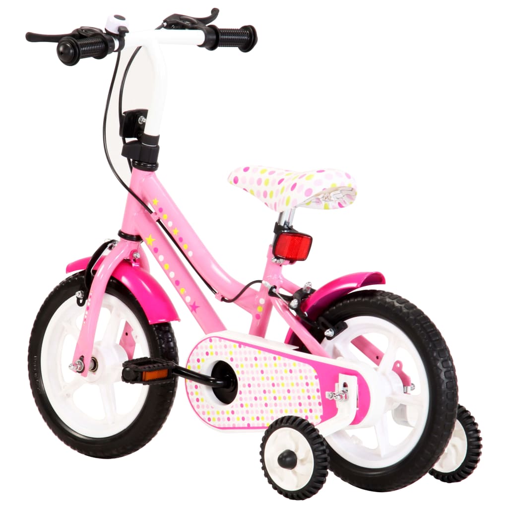 vidaXL Lasten pyörä 12" valkoinen ja pinkki