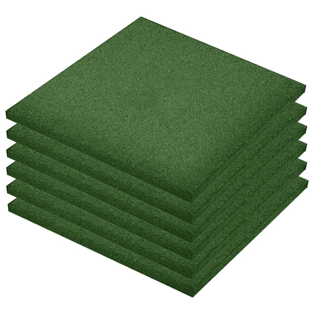 vidaXL Kaatumissuojalevyt 6 kpl kumi 50x50x3 cm vihreä