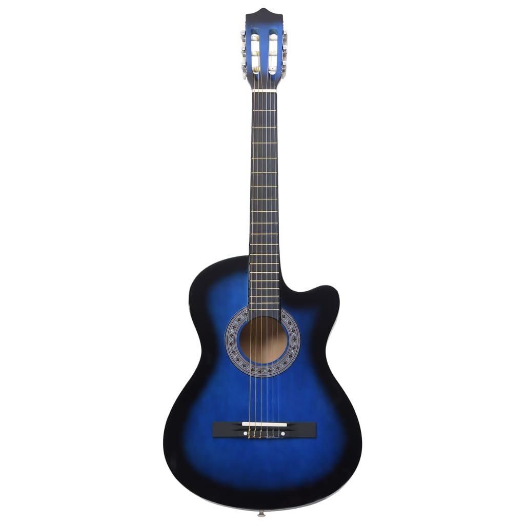 vidaXL 12-osainen akustinen cutaway-kitarasetti 6-kielinen sininen 38"