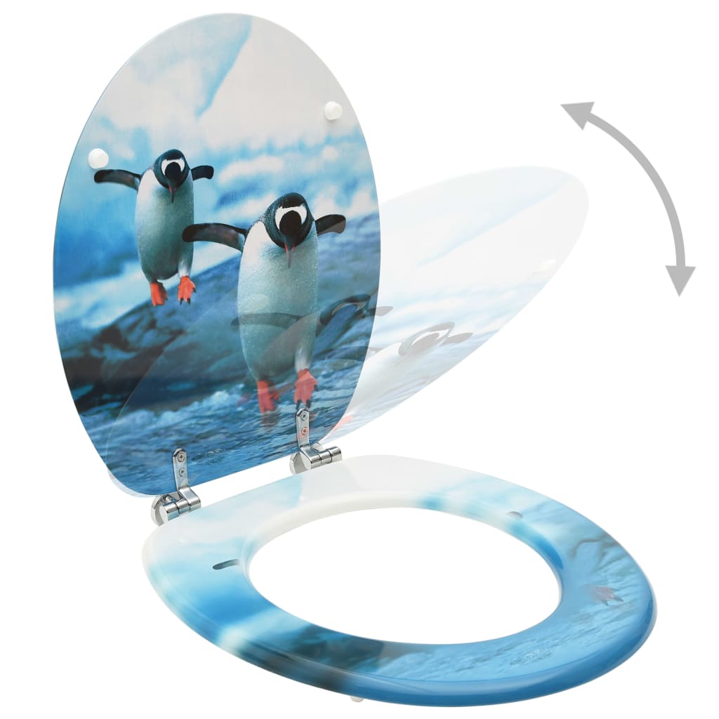 vidaXL WC-istuimet kansilla 2 kpl MDF pingviinikuosi