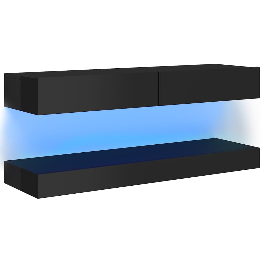 vidaXL TV-taso LED-valoilla korkeakiilto musta 120x35 cm