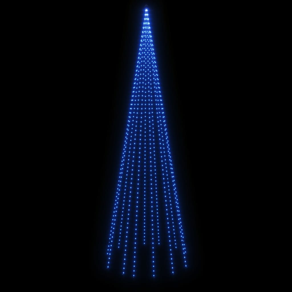 vidaXL Joulukuusi lipputankoon 732 sinistä LED-valoa 500 cm