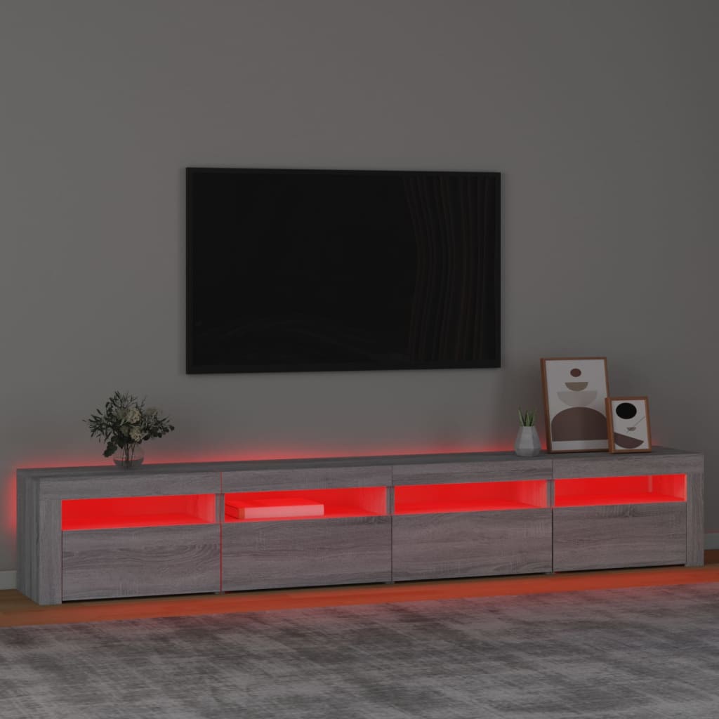 vidaXL TV-taso LED-valoilla harmaa Sonoma 240x35x40 cm
