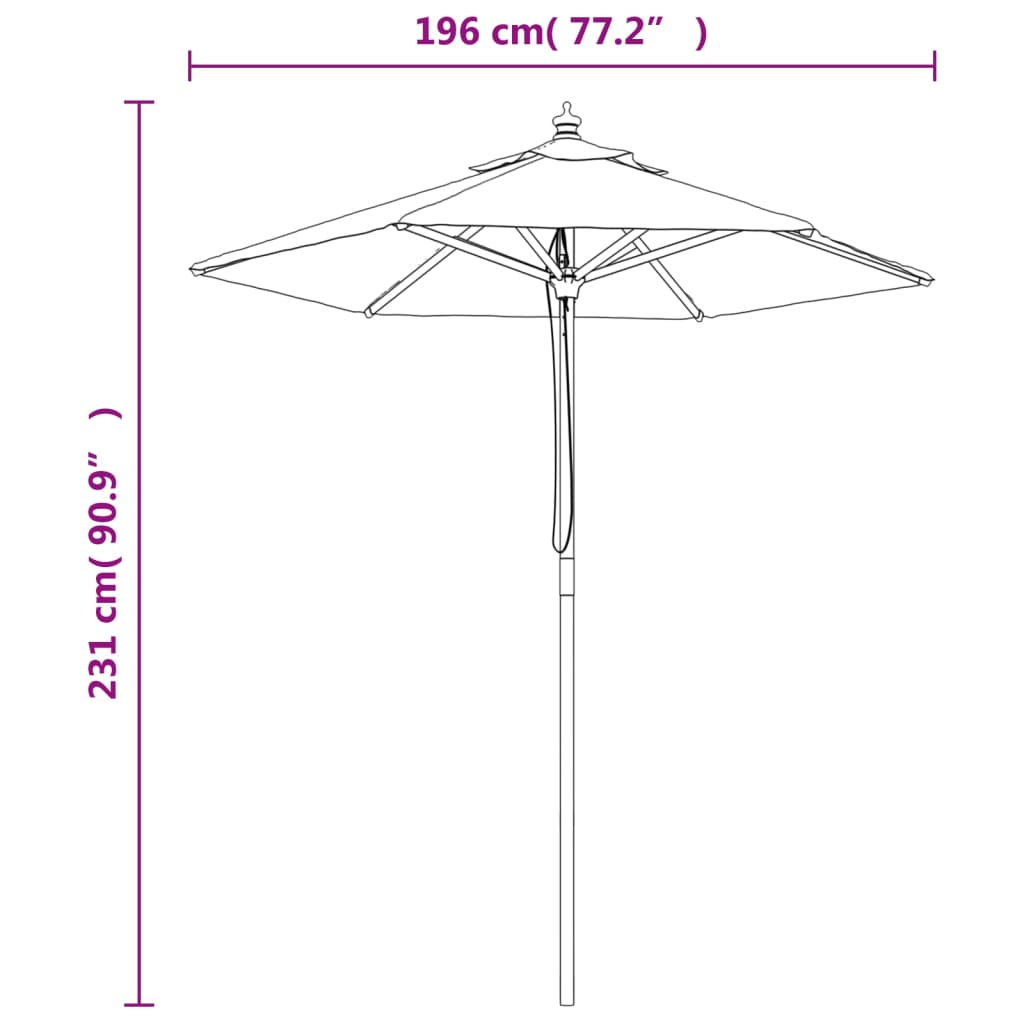 vidaXL Puutarhan aurinkovarjo puutolppa antrasiitti 196x231 cm