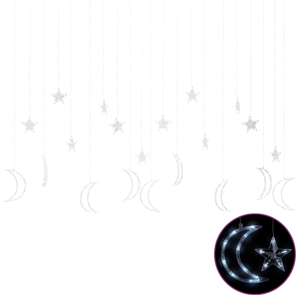 vidaXL Tähti ja kuu keijuvalot kaukosäädin 345xLED kylmä valkoinen