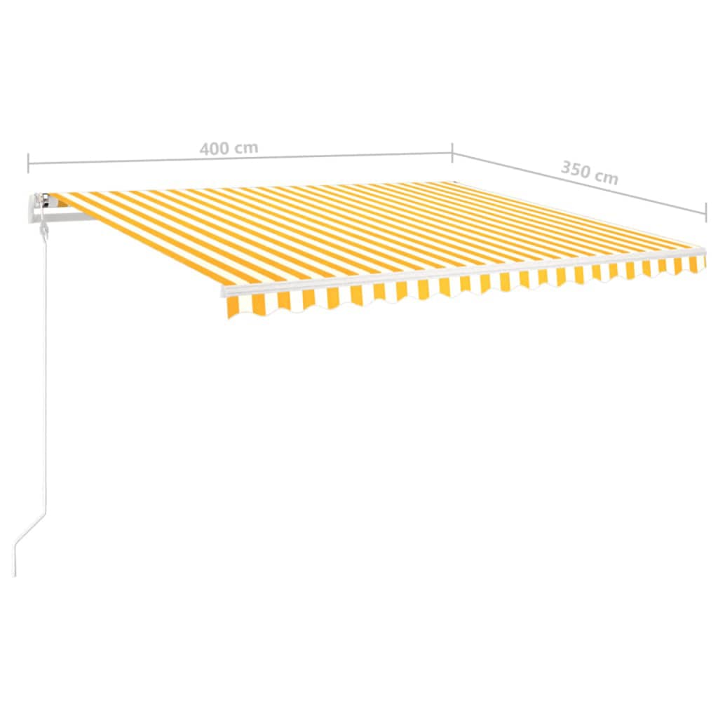 vidaXL Manuaalisesti kelattava markiisi tolpilla 4x3,5m keltavalkoinen