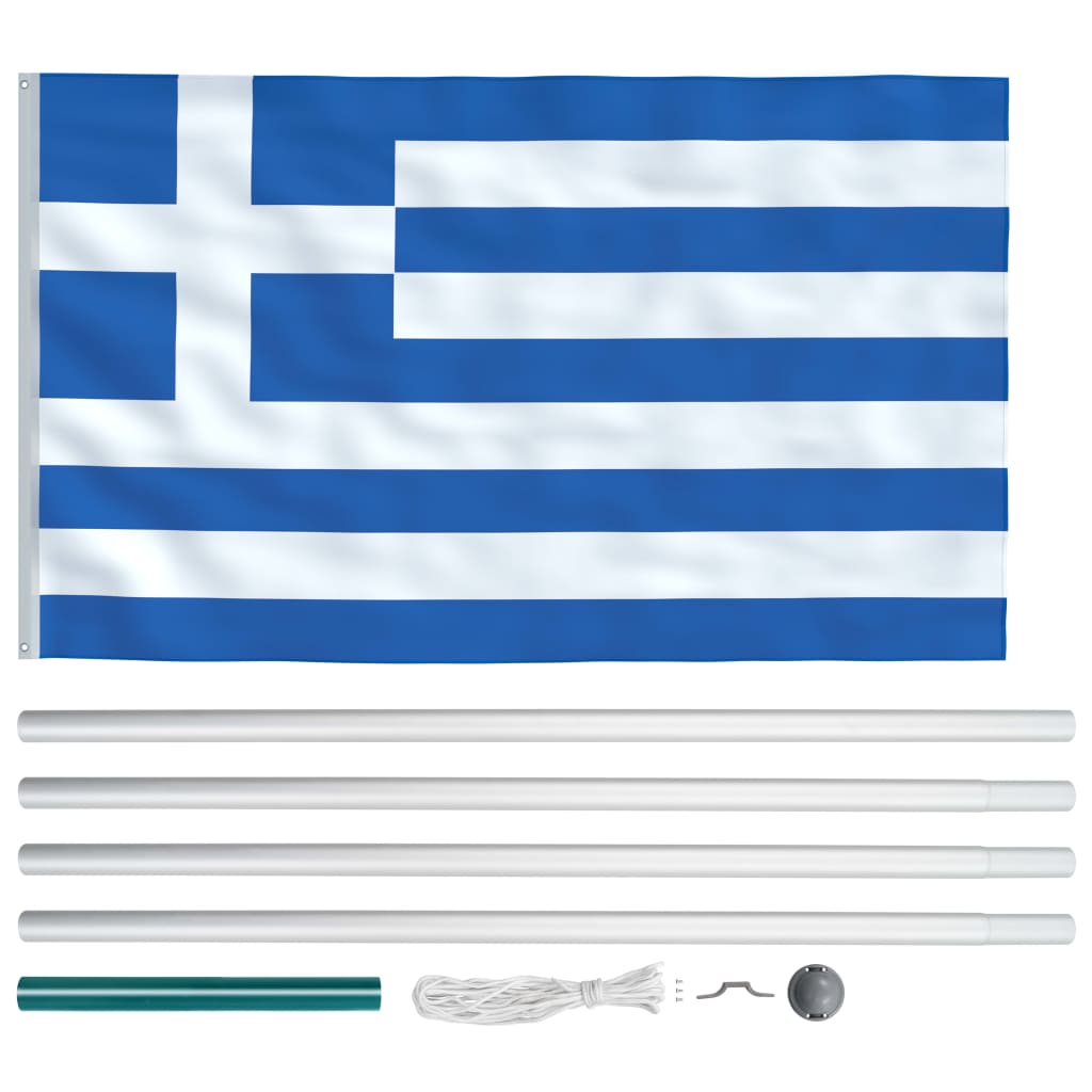 vidaXL Kreikan lippu ja tanko alumiini 6,2 m