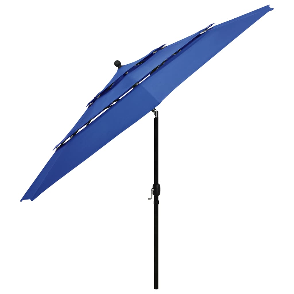 vidaXL 3-tasoinen aurinkovarjo alumiinitanko taivaansininen 3,5 m