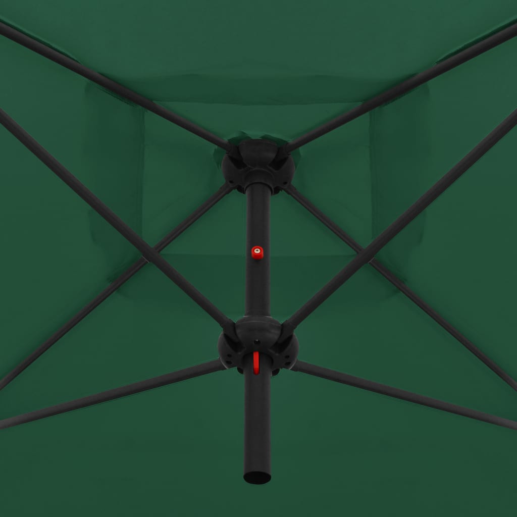 vidaXL Tupla-aurinkovarjo terästanko 250x250 cm vihreä