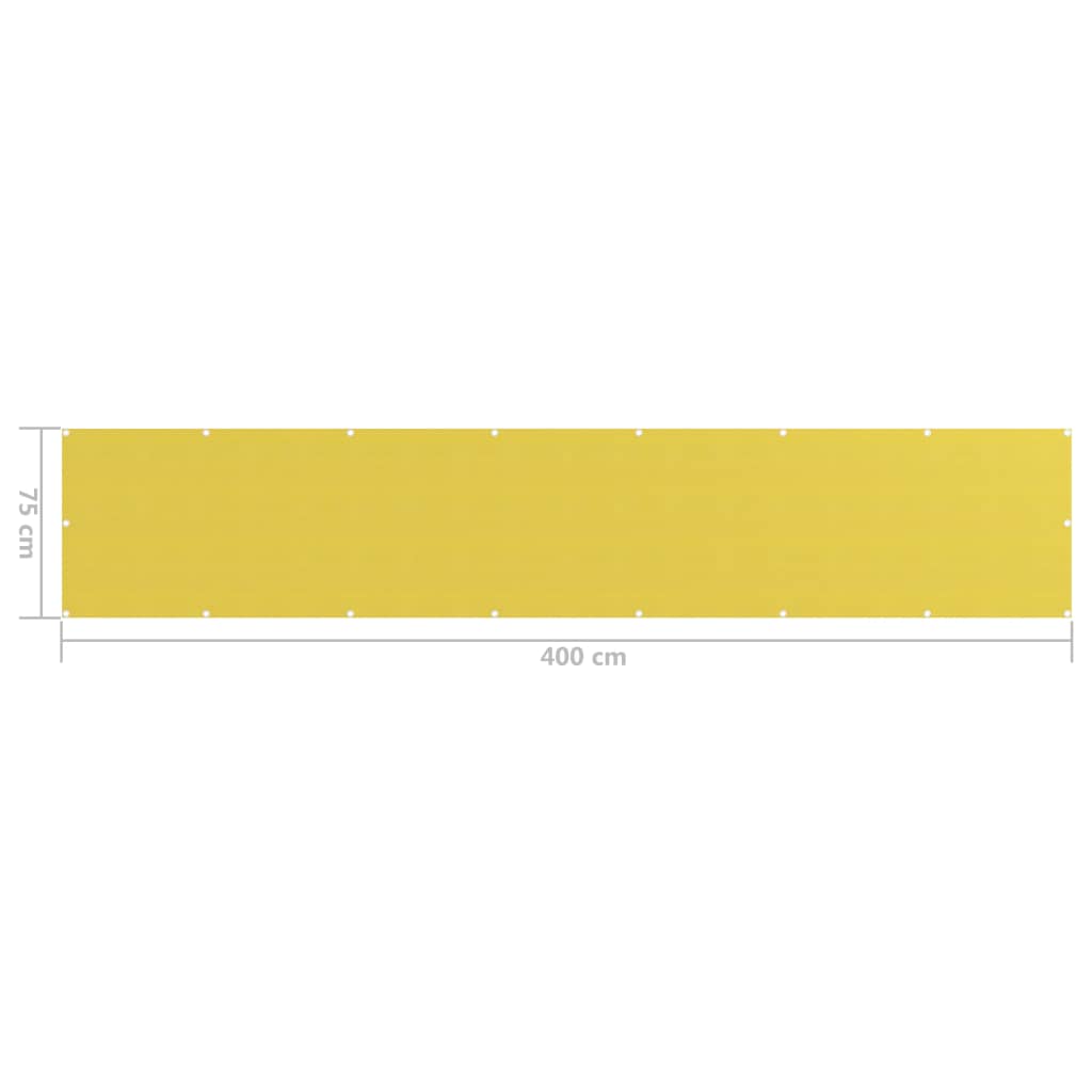 vidaXL Parvekkeen suoja keltainen 75x400 cm HDPE