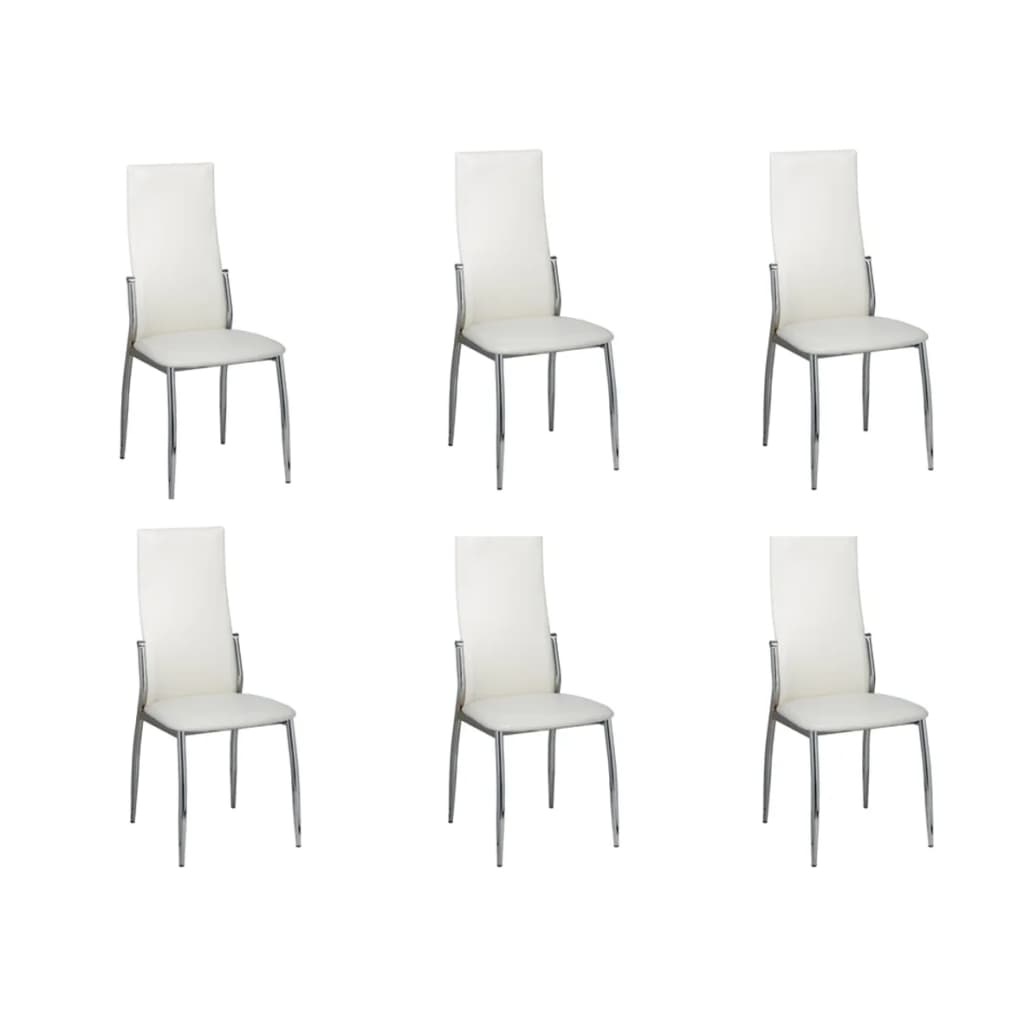 vidaXL Ruokapöydän tuolit 6 kpl valkoinen keinonahka